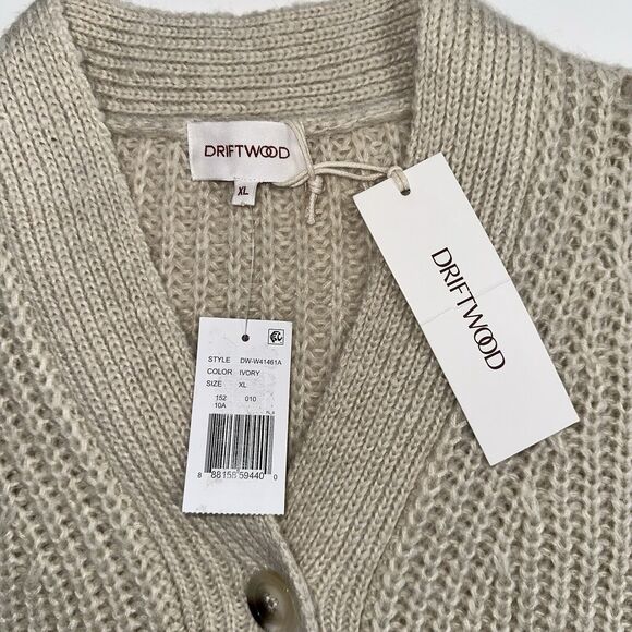 Driftwood Ivory Emie Knitted Cardigan Sweater Size XL NWT Balloon Sleeves - Picture 10 of 15